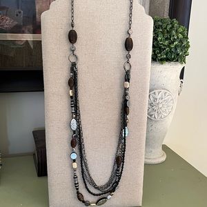 Lia Sophia Multi-strand necklace, with chains & variety of beadwork, EUC